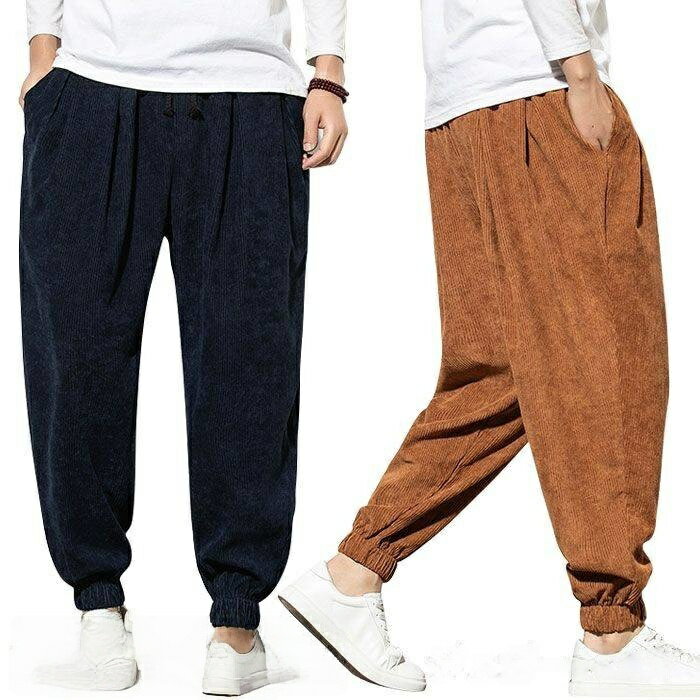 Rakuten - 裏起毛パンツ メンズ ジョガーパンツ 裏起毛 コーデュロイパンツ ロングパンツ ポケット付き ゴム入り コーデュロイ 冬新作 ボトムス 厚手