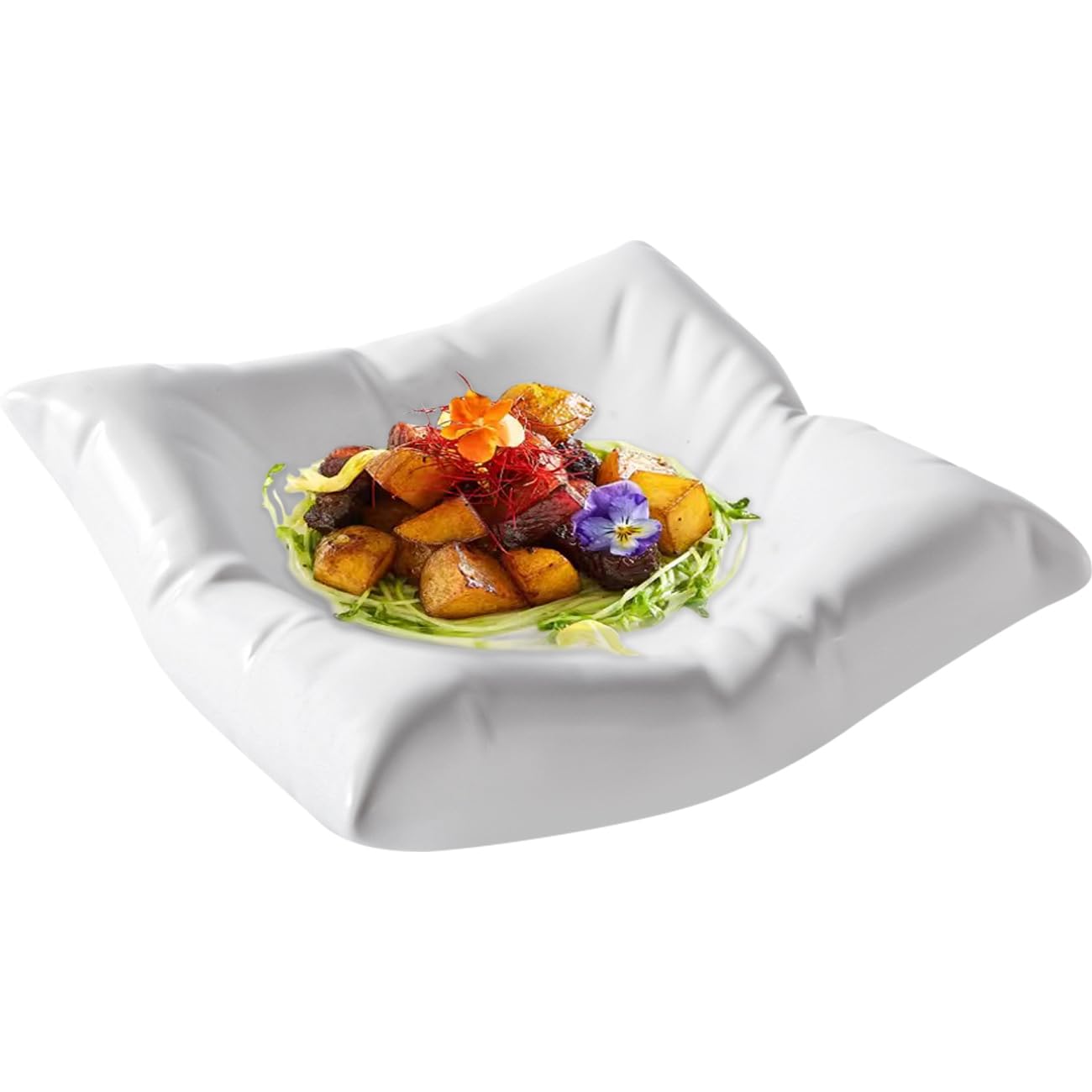 セラミック枕型ディナープレート 正方形 キッチン用品 食器 調理器具 早い者勝ち ブラック-6インチ ブラック-8インチ ホワイト-6インチ ホワイト-8インチ