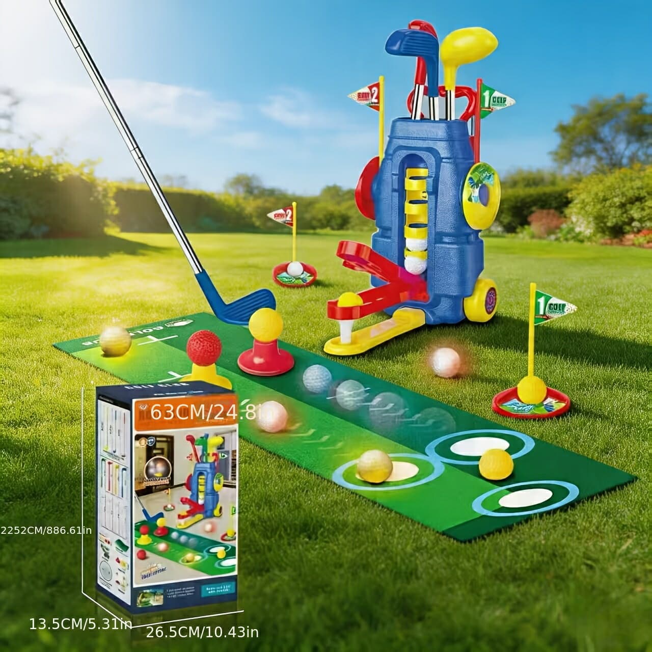 【キッズゴルフセット パッティングマット付き クッションボール付き 3・4・5・6歳向け 幼児用 ゴルフカート アップグレード版|お子様の運動をサポート!楽しく学べるゴルフ遊びセット】概要説明:3〜6歳向けの幼児用ゴルフセットで、パッティングマットとクッションボールが付属しています。子供でも安全に楽しめる設計で、家族でのアウトドア遊びや公園での遊びに最適です。ターゲットはキッズ、用途は遊び、シーンは家庭、公園、屋外などにおすすめです。安全な素材クッションボールと柔らかいマットを使用し、子供でも安心して遊べます。簡単操作軽量で取り扱いやすいゴルフカートで、子供でも簡単に動かせます。楽しい遊びパッティングマット付きで、実際のゴルフのような感覚を楽しめます。素材・ポリエチレン・スチロールサイズ・ゴルフカート:幅25cm × 高さ30cm × 奥行18cm・パッティングマット:幅60cm × 長さ90cmこんなシーンにおすすめ・家庭での遊び・公園でのアウトドア遊び・家族とのレジャー締めくくりメッセージ:子供の成長と楽しみを応援するためのゴルフセット。親子で一緒に遊べて、笑顔あふれる時間をお届けします。・サイズは手作業のため誤差が生じる場合があります。・モニターにより色味が異なる場合があります。キッズゴルフセット 2色 パッティング ゴルフ クラブ キッズ ジュニア用クラブ クラブフルセット 豊富な品揃え 591A-2 591-2 591A-1 591-1 591A-2A 591-2A 591A-1A 591-1A