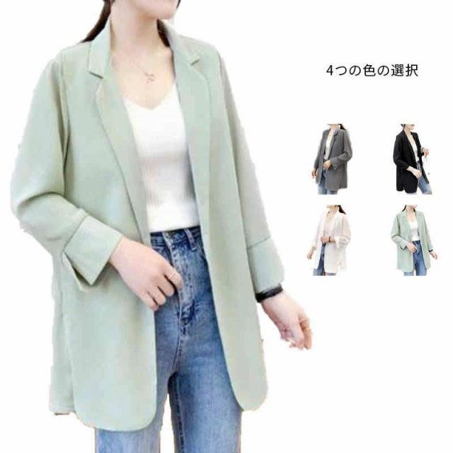Rakuten - ロング丈 レディース 春夏秋 テーラード アウター 薄手 ロングジャケット ゆったり 七分袖 上着 カジュアル オフィス ジャケット