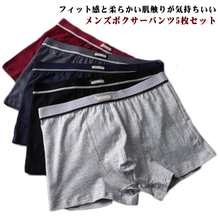 Rakuten - 5枚セット ボクサーブリーフ メンズ 下着 紳士 アンダーウェア フィット 肌着 柔らか ストレッチ 吸 無地 伸びる