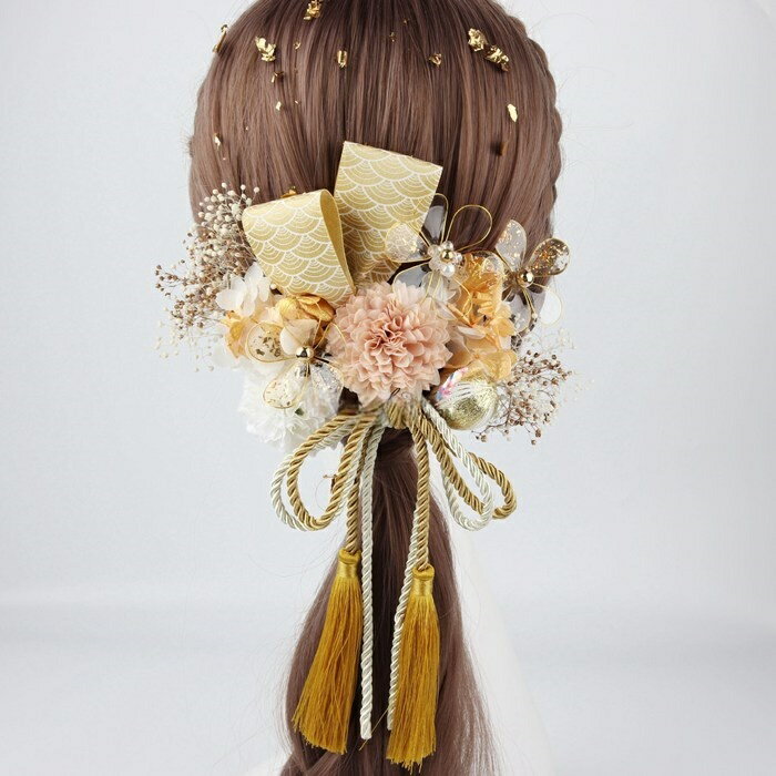 Rakuten - 成人式 髪飾り 振袖 和装 ダリア 結婚式 ヘッドドレス ヘアコサージュ 前撮りの髪かざり 和風着物 ヘアアクセサリー袴 造花髪かざり 華やか ドライフラワー 入 卒園式入園式 卒業式