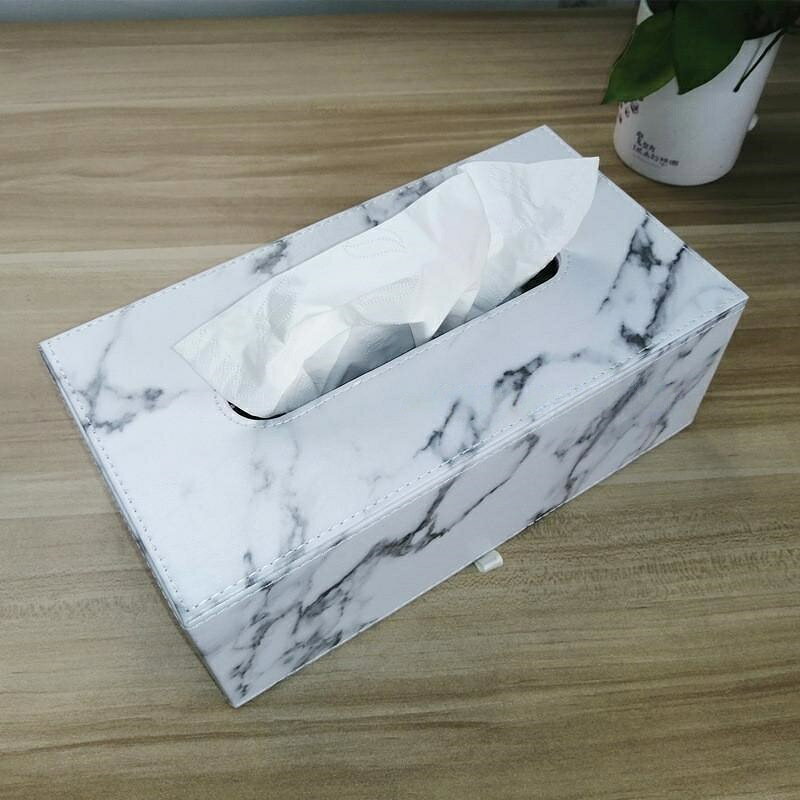 ティッシュケース レザー 車 PU おしゃれ ティッシュボックス マグネット ティッシュ ペーパータオル 箱ごと入る マーブル カバー 収納 [2]