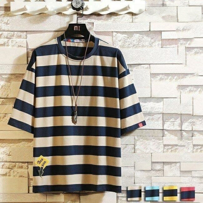 Rakuten - メンズTシャツ 半袖 ボーダー トップス 大きいサイズ Tシャツ メンズ 夏物 ゆったり 4色 メンズファッション ボーダーTシャツ