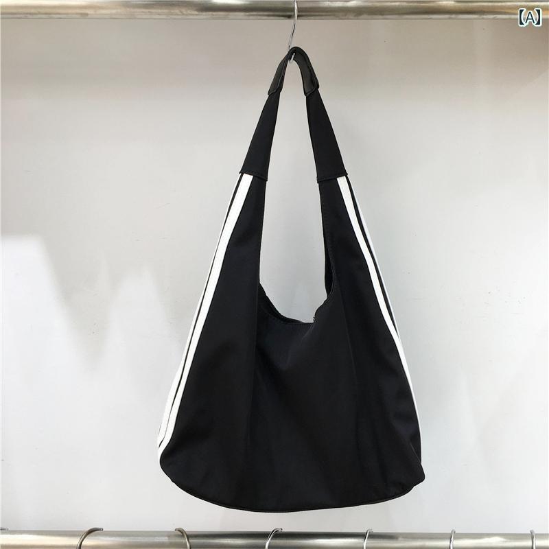 Rakuten - レディース バッグ 普段使い 通勤 小さめ スリー ストライプス大容量 カジュアル ナイロン キャンバス トート 脇下 肩
