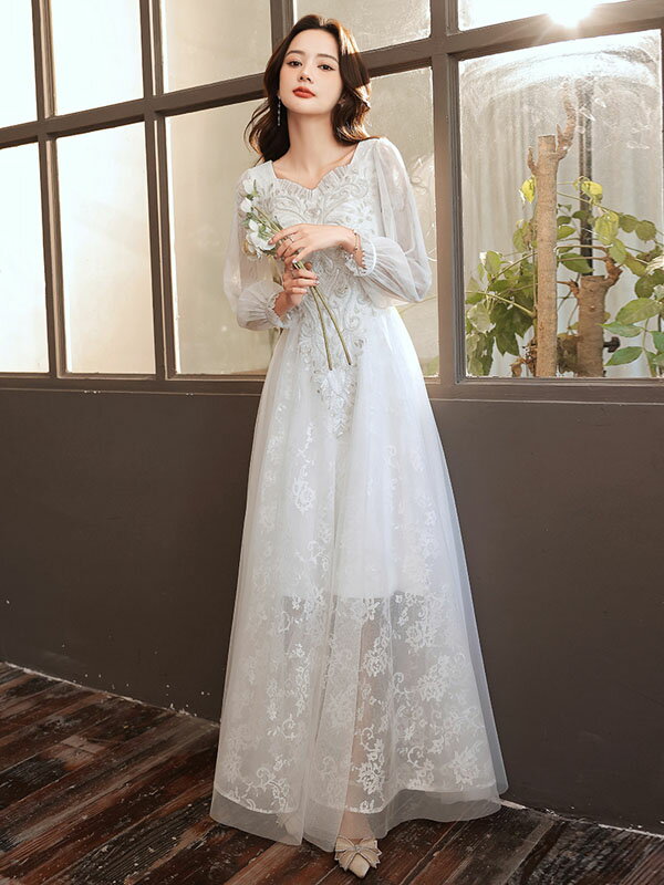 ウエディングドレスカラードレス長袖...