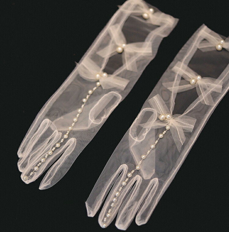 送料無料 ウェディンググローブ ブライダル手袋 パール 蝶結び 透け感 ロンググローブ wedding gloves ドレスグローブ 花嫁 指ありドレスグローブ ウェディング小物 撮影道具 ニ次会 披露宴 無地 パーティー かわいい 新婦