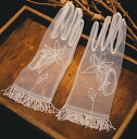 送料無料 ウェディンググローブ ショートグローブ 透け感 ブライダル手袋 刺繍 花嫁 柄プリント ドレスグローブ wedding gloves 指ありドレスグロ...