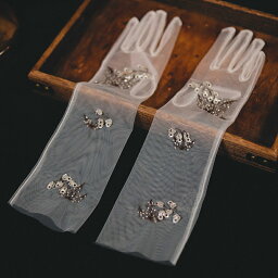 【送料無料】ウェディンググローブ 柄プリント レース 透け感 ブライダル手袋 wedding gloves ドレスグローブ ロンググローブ ウェディング小物 指ありドレスグローブ 花嫁 ニ次会 披露宴 撮影道具 高品質