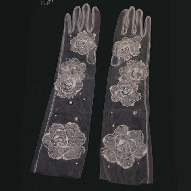 【送料無料】ウェディンググローブ レース 透け感 柄プリント ロンググローブ ブライダル手袋 wedding gloves ドレスグローブ 指ありドレスグローブ ウェディング小物 パーティー 結婚式 ニ次会 披露宴 かわいい 花嫁 清楚 撮影道具