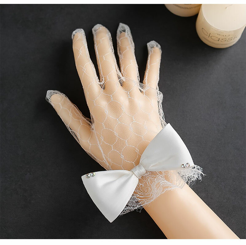 ウェディング グローブ レース ブライダル 手袋 花嫁 結婚式 二次会 前撮り 蝶結び ウエディングドレス 小物 ブライダル グローブ 挙式 結婚式 手袋 高級 優雅 撮影道具 写真を撮る 上品