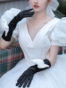 送料無料 ウェディング手袋 豪華wedding gloves 指ありドレスグローブ 新婦 高品質 結婚式 ブライダル 手袋 撮影道具 パーティー 披露宴 蝶結びグローブ 挙式 オシャレ エレガント 黒いウェディンググローブ