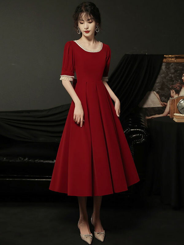 パーティードレス ミニドレス カラードレス 小きいサイズ 結婚式 ブライダル スタンドカラー 花嫁 ウェディングドレス 二次会 コンサート ミニドレス披露宴 発表会 演奏会