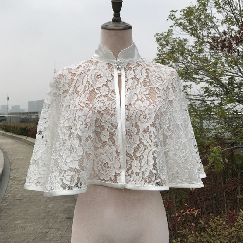 ウエディングショール 花嫁 肩掛け フォーマルケープ エレガント レースケープ 可愛い パールボタンタイプ ドレスケープ かわいい ブライダル 小物 ブライダルケープ 華やか おしゃれ 前撮り 撮影 ウエディングストール 体型カバー