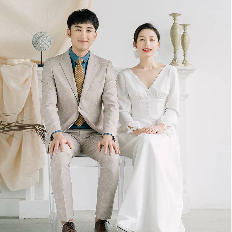 ウェディングドレス 海外挙式 花嫁 二次会 パーティードレス 小きい wedding dress 結婚式 フォーマルドレス Vカット 演奏会 ブライダル ロングドレス 長袖 シンプル ワンピース 前撮り 可愛い 優雅 大きい 海外旅行 撮影用 着痩せ 披露宴 演奏会 発表会 オーダーメイド