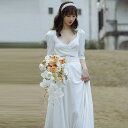 ウエディングドレス 海外挙式 花嫁 二次会 パーティードレス 大きい 結婚式 シンプル フォーマルドレス 五分袖 前撮り ブライダル ロングドレス 長袖 ワンピース ふわふわスカート 海外 後撮り 可愛い演奏会 優雅 小きい 海外旅行 撮影用 着痩せ 披露宴発表会 オーダーメイド