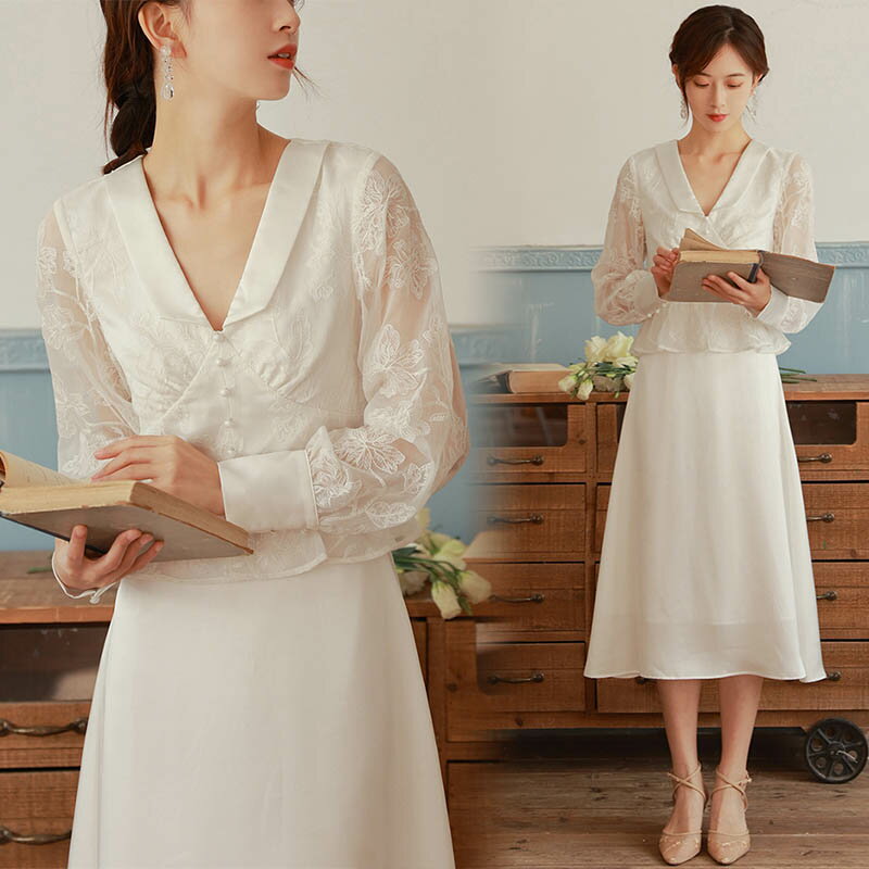 ウェディングドレス 花嫁 かわいい Aラインドレス レース ドレス 長袖 結婚式 ミディアムドレス 二次会 前撮り/後撮り 撮影 パーティードレス シンプル 披露宴 お呼ばれ 可愛い ハワイ 旅行 ハネムーンフォト ビーチフォト 発表会 フォーマル wedding dress 新作