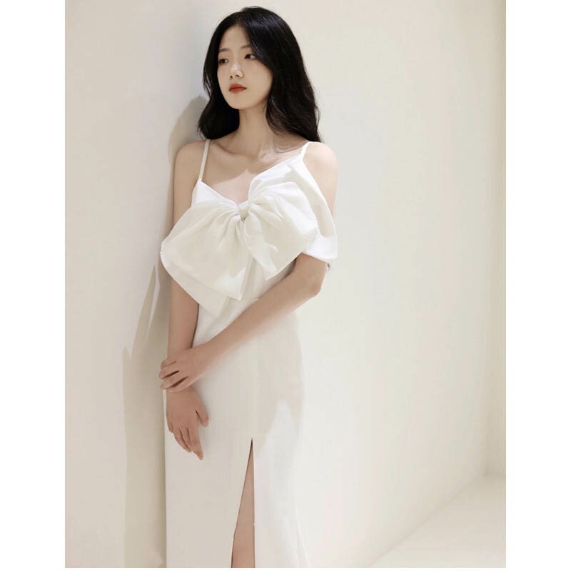 ウエディングドレス 花嫁 マーメイドドレス エレガント 結婚式 ロングドレス シンプル 海外挙式ドレス 二次会 前撮りドレス 可愛い 蝶結び フォーマルドレス スリット セクシー パーティードレス 食事会 吊りスカート 高級感 wedding dress 撮影 旅行