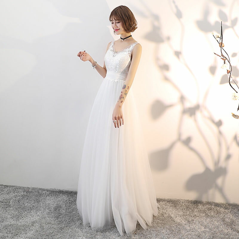 海外挙式 wedding dress 花嫁 フォーマルドレス Vカット ファッションショー 前撮り ドレス 結婚式 ウェディングドレス ノースリーブ 成人式 ブライダル ロングドレス レディース ワンピース 二次会 パーティードレス 挙式 披露宴 演奏会 発表会