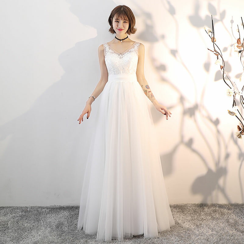 海外挙式 wedding dress 花嫁 フォーマルドレス Vカット ファッションショー 前撮り ドレス 結婚式 ウェディングドレス ノースリーブ 成人式 ブライダル ロングドレス レディース ワンピース 二次会 パーティードレス 挙式 披露宴 演奏会 発表会