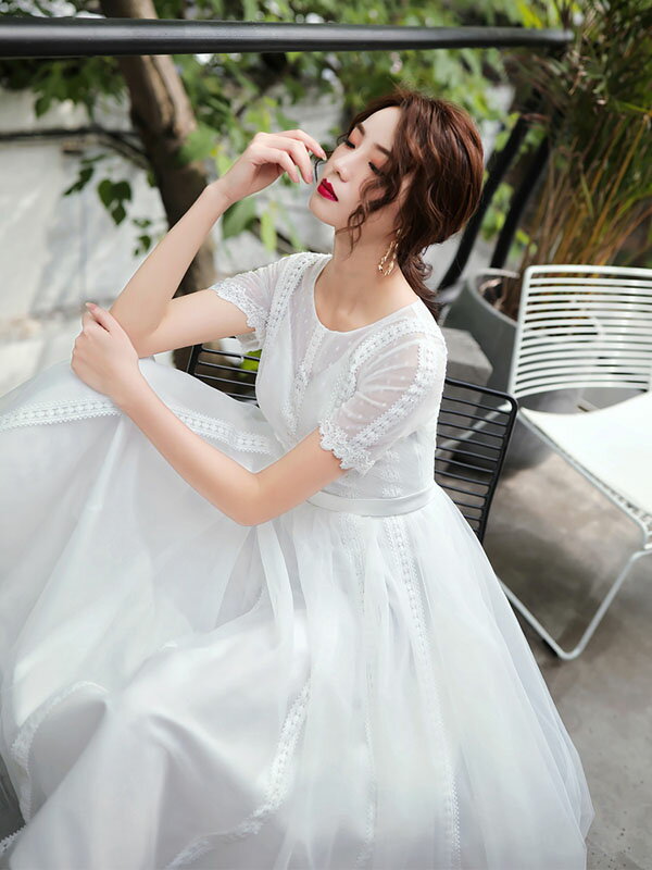 海外挙式 花嫁 フォーマルドレス wedding dress 半袖 二次会 パーティードレス ファッションショー 前撮り ドレス 結婚式 ウェディングドレス 成人式 ブライダル ロングドレス レディース ワンピース 挙式 披露宴 演奏会 発表会