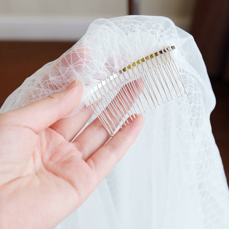 ウェディングベール 立体感 二重ベール 結婚式 披露宴 セミロング 手作りベール ベールダウン ベールアップ 純白 ふわふわ シンプル 海外撮影 旅行結婚 撮影道具