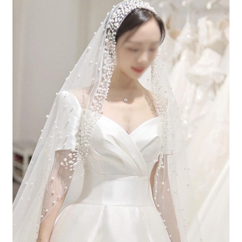 ウェディングベール 超ロング ベールアップ 花嫁 結婚式 披露宴 ロングベール 刺繍付き 3メートル オフホワイト お嬢様 優雅 ビンテージ 海外撮影 旅行結婚