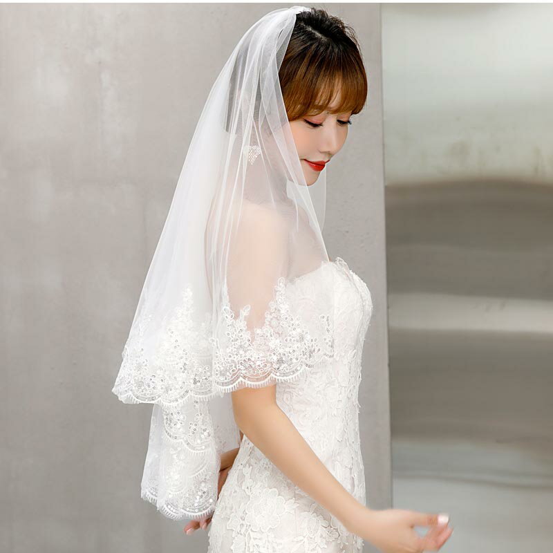 ウェディングベール 可憐なレース刺繍ベール ブライダル ヴェール ショート ウェディング ベールダウン ウェディングベール ミドル丈 ウェディングベール ベール コーム付き