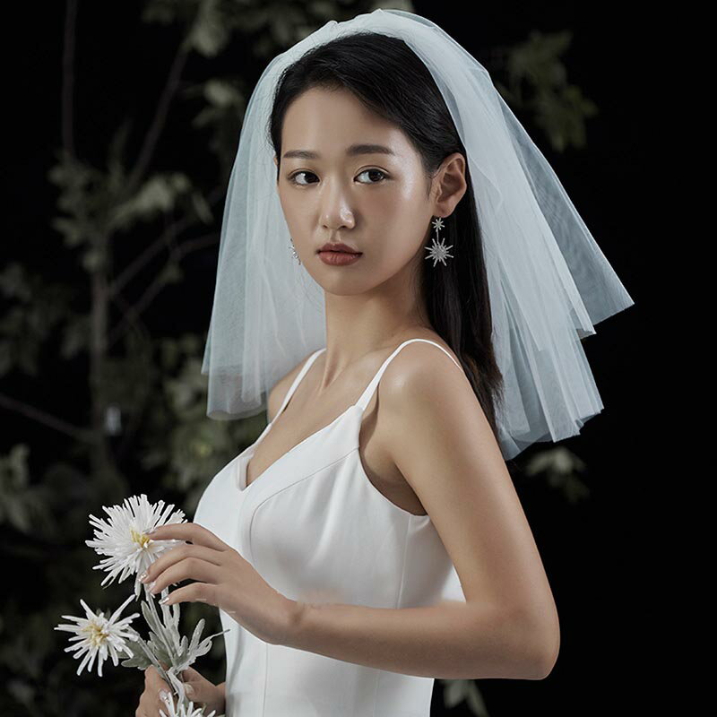 初恋 シンプルベール ショートベール 二重ベール ベールアップ 可愛い 結婚式 ウエディングベール オフホワイト プリンセス 森ガール ..