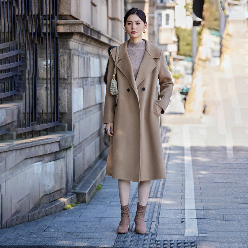 レディースコートウール秋冬ミドル丈...