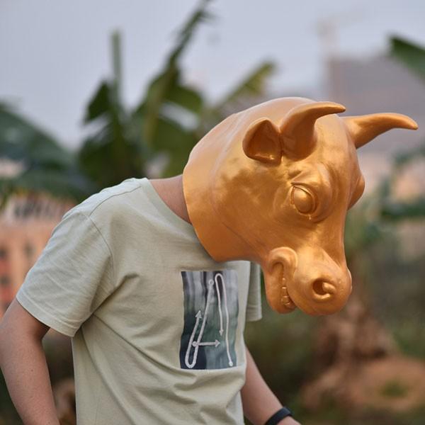 ハロウィンコスプレ ハロウィン仮装 グッズ 牛 マスク ラバーマスク フルマスク 可愛い お面 仮装 余興 ゴールド 金色 変装 パーティー ホラー schik-10024240 schik サンプル画像2