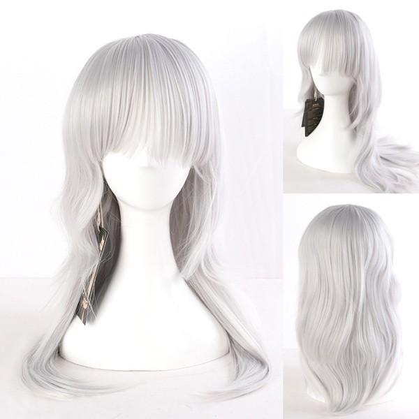 [ セット内容 ]フルウイッグ/ヘアネット「記載のないアクセサリー、小物等は付属しません」[ カラー ]シルバー[ 素材 ]耐熱ファイバー[ サイズ ](cm)フリーサイズ/約65cm※ご注意：詳しいサイズや注意点については、【商品情報・詳細】を必ずご確認ください。フルウィッグ ロング レディース フルウィッグ グラデーション 仮装 超自然 エクステ かつら wig コスプレ ハロウィン レイヤー 小顔 原宿系 耐熱ウィッグdp001m3m3l9サイズ表（cm）フリーサイズ/約65cm※こちらの商品は、個人差等ございますので、商品ご到着後、お客様ご自身より手くしやカット等多少の調節が必要な場合もございます。「記載のないアクセサリー、小物等は付属しません」注意事項下記項目を必ずご一読頂き、ご了承の上ご注文をお願いします。● 閲覧環境により掲載写真と実際の商品の色合いが異なる場合があります。● モデルに小物を使う場合がございますが商品に含まれません。● 稀ではございますが製造過程・出荷過程で出来る細かなキズ・汚れ・ほつれ等がございます。細部まで気になる方のご購入はご遠慮ください。● 商品の仕様・デザインは製造元の都合により予告なく変更することがあります。また、突然の欠品等で商品手配の遅れや手配ができない場合がございますので、ご了承ください。● ボタンの穴が開いていない商品が稀にございますが不良品ではございません。● 海外製品のため品質表示タグのついていない商品もございます。● 万が一商品に不備があった場合の返品・交換は商品到着後5日以内とさせていただいております。期日以降はお受け致しかねます。● 土日祝祭日のご注文およびお問い合わせへの弊社からの回答は翌営業日以降となります。結婚式やイベントにて、ご友人と同じ商品をそれぞれ別にご購入予定のお客様へ● ご友人と同日にご注文・ご入金をお願い致します。（難しい場合、ご注文前にご相談ください）● ご注文の際にご注文手続きページにて【同じ商品を希望するご友人のお名前】欄に、該当するご友人のお名前を必ずご記入ください。● 製造元の都合により稀に商品の仕様（色味やデザイン等）が予告なく変更する場合や複数店舗販売の関係上、在庫切れが起こる場合がございます。● ご友人のお名前のご記入がなかった場合や、別日でのご購入、またはご入金が遅れてしまった等の理由による在庫切れ・仕様変更によるデザインの相違があった場合の交換、返品等は受け付けることができなくなりますのでご注意願います。お買い物ガイド　＞