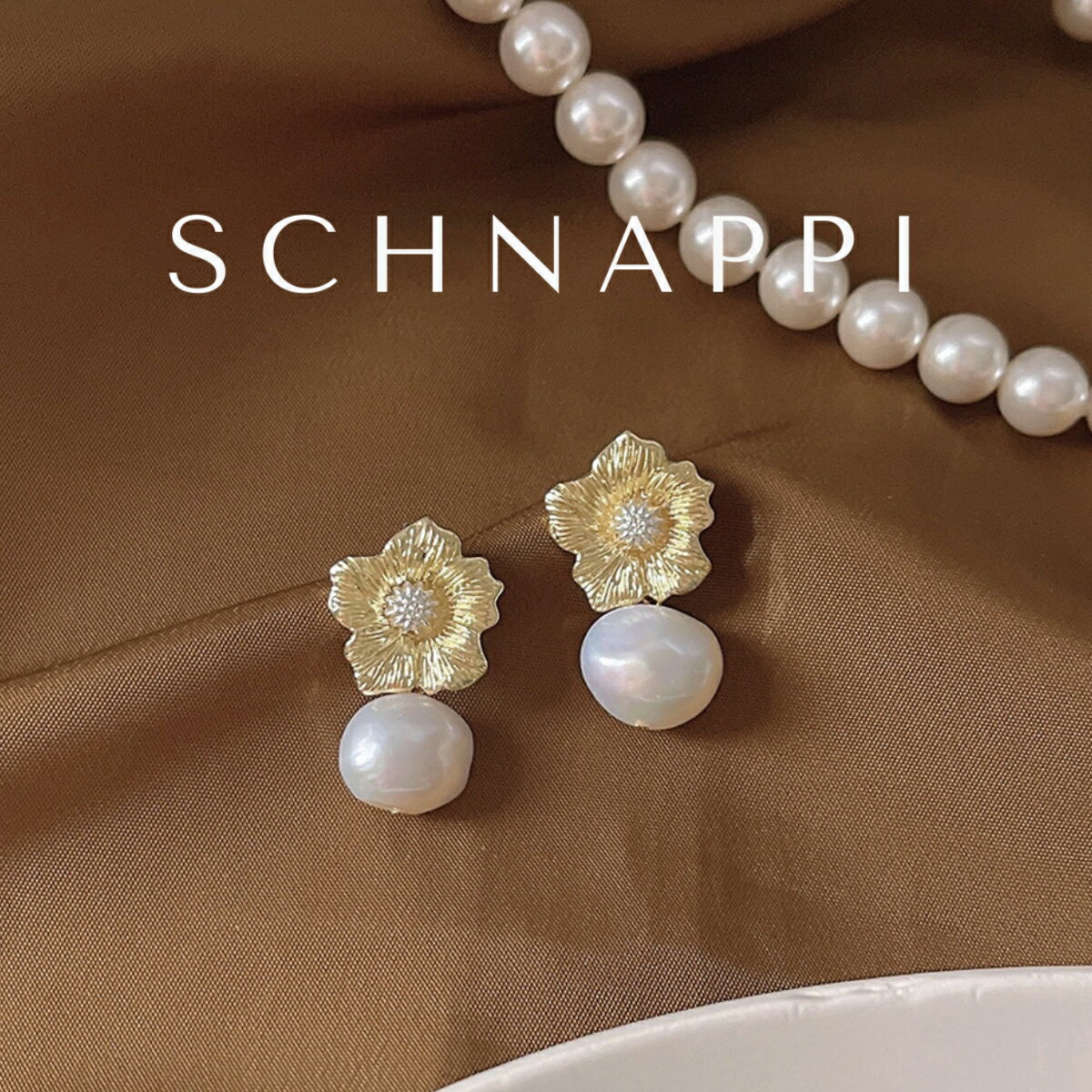 Rakuten - SCHNAPPI（シュナッピー） フラワー バロックパール ピアス K14ゴールド厚メッキ レディース 両耳セット
