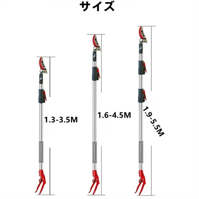 あす楽 即納 高枝切りバサミ 5.5m枝きりばさみ 枝きりはさみ 高枝切狭 高枝り切鋏 剪定ばさみ 太い枝 剪定鋏 高枝切りのこぎり 軽量 軽い 4段伸縮 4段伸びる イージーカット ガーデニング用品 枝切 ハサミ 園芸 送料無料 2