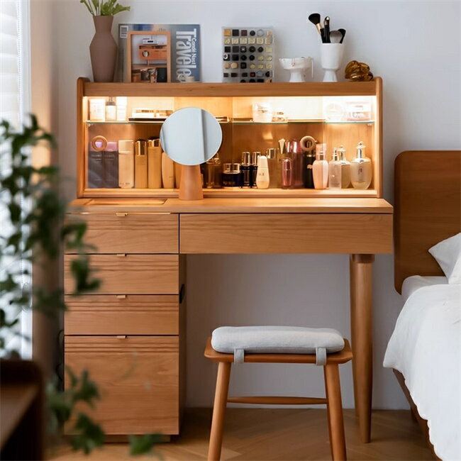 ドレッサー 化粧台 ドレッサー コンパクト 無垢材デスクと化粧台 大容量収納力 100x45x115CM ローテーブル ドレッサー ドレッサー 姫系 ドレッサー おしゃれ 小さなベッドルームのアパートドレッサーテーブル