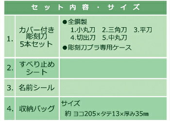 安全カバー付 彫刻刀セット ブラッククロスシンプルデザインの彫刻刀バッグに入ったスタンダードな彫刻刀小学校の図工の授業に最適