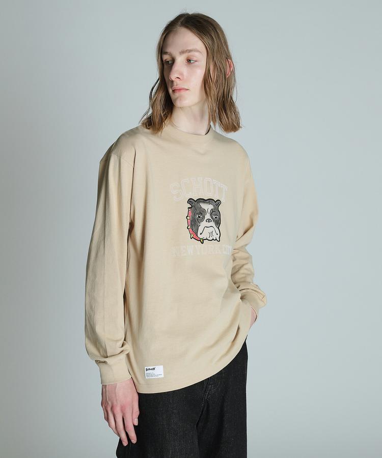 ★SALE|Schott/ショット 公式通販 |COLOR FLOCKY BULLDOG LS T-SHIRT/カラーフロッ...