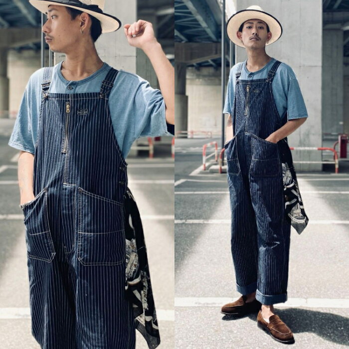 Schott/ショット 公式通販・直営店限定 | OLD HICKORY OVERALL/オールド ヒッコリー オーバーオール デニムルーズフィット ワークスタイル ワーク オールインワン つなぎ サロペット ネイビー 紺