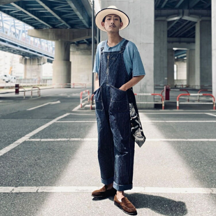 Schott/ショット 公式通販・直営店限定 | OLD HICKORY OVERALL/オールド ヒッコリー オーバーオール デニムルーズフィット ワークスタイル ワーク オールインワン つなぎ サロペット ネイビー 紺