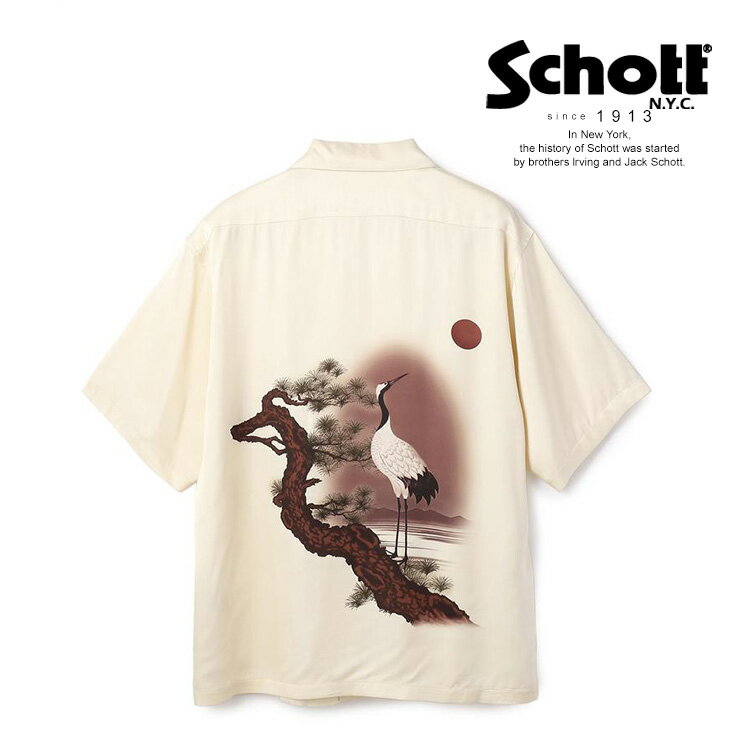 Schott/ショット 公式通販 | 直営限定 | DS HAWAIIAN SHIRT“CRANE”/【ハワイアンシャツ "クレーン" 和柄　アロハ　シャツのサムネイル