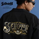 ★SALE Schott/ショット 公式通販 T/C WORK SHIRT ROSE EMBROIDERED/ 刺繍 ワークシャツ 半袖 ブラック ブルー オレンジ グリーン 23ss
