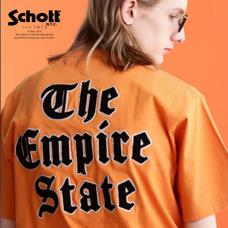 ★SALE |Schott/ショット 公式通販 |WEB LIMITED |T-SHIRT OLD ENGLISH/Tシャツ "オールドイングリッシュ" バックプリントT 半袖 カットソー 刺繍 23ss※セール品につき交換返品不可のサムネイル