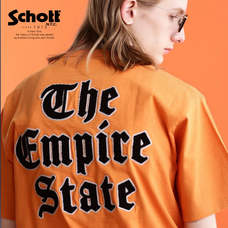 ★SALE |Schott/ショット 公式通販 |WEB LIMITED |T-SHIRT OLD ENGLISH/Tシャツ "オールドイングリッシュ" バックプリントT 半袖 カットソー 刺繍 23ss※セール品につき交換返品不可