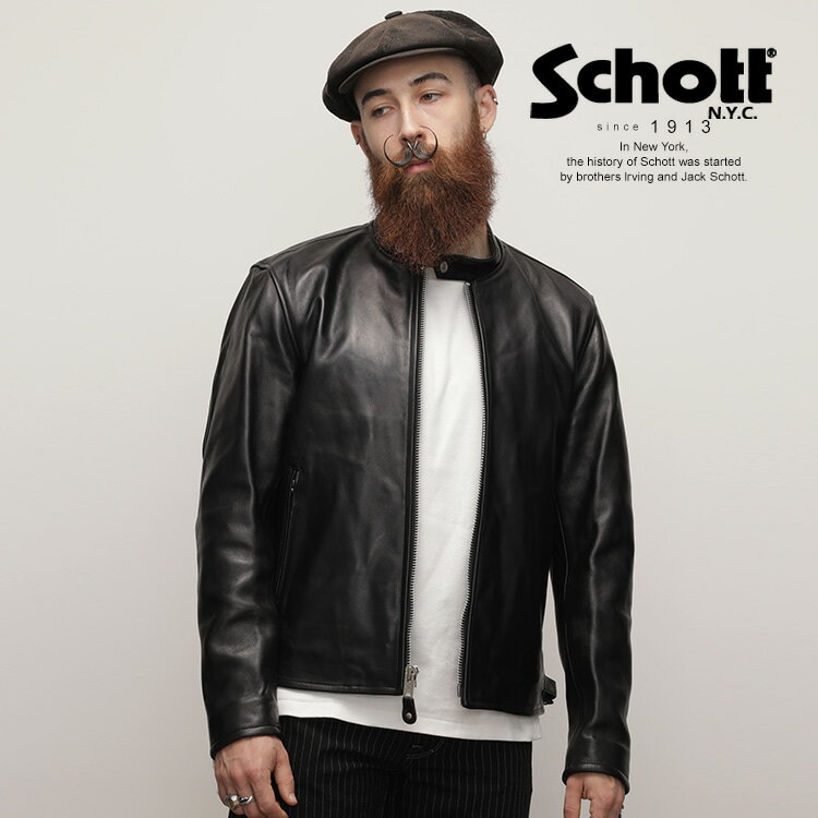 新品同様】Schott ショットシングルライダースジャケットレザー黒S