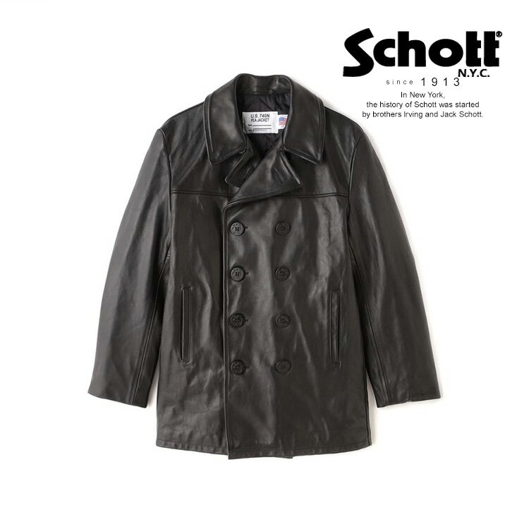 Schott/ショット 公式通販 140 LEATHER PEACOAT/レザーピーコート アウター 革ジャン 羽織 23FW