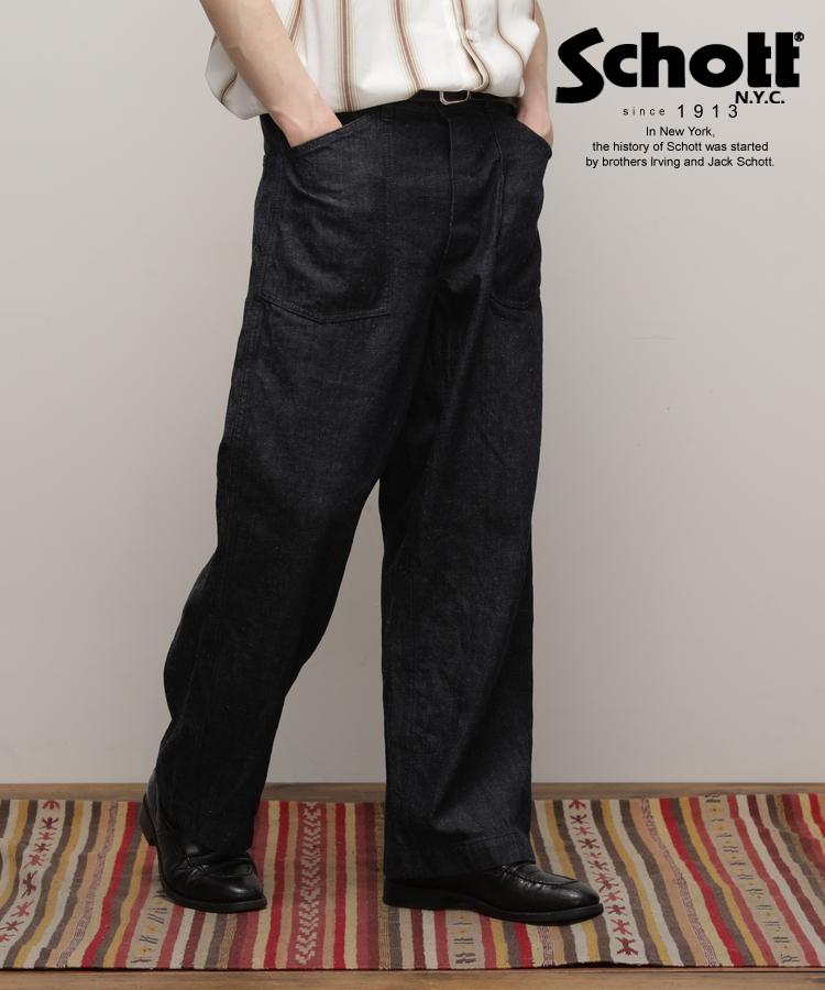 Schott/ショット 公式通販 JAPAN NEP DENIM BAKER PANTS/ジャパン ネップデニム ベイカー パンツ 24SS