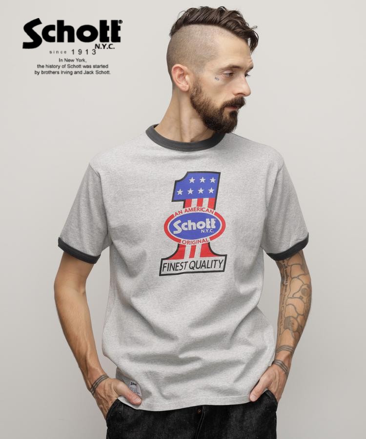 Schott/ショット 公式通販 |HEATHER TRIM T-SHIRT"NO.1 AMERICAN"/ヘザートリムTシャツ "ナンバーワン アメリカン"のサムネイル