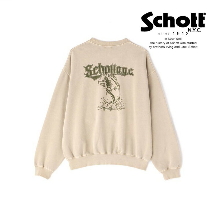 ★SALE |★SALE |Schott/ショット公式通販・オンライン/DEPOT限定|-O/D CREW SWEAT SPLASHED ※セール品につき交換返品不可※セール品につき交換返品不可