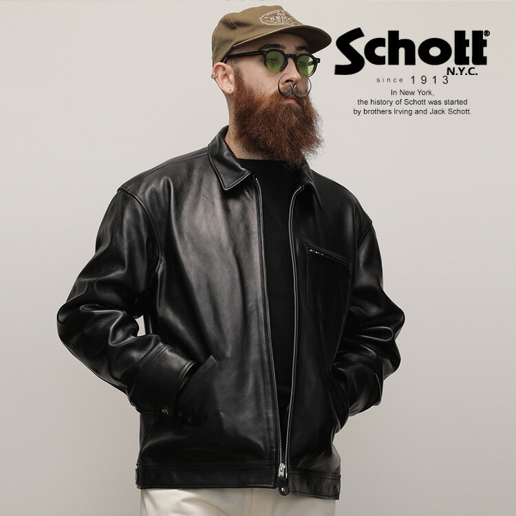 Schott/ショット 公式通販 LEATHER TRACKER JACKET/レザー トラッカージャケット アウター 羽織 革ジャン 23FW