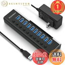 【楽天ランキング1位獲得】USB3.0ハブ 電源付き ROSONWAY 10ポート USBハブ アルミ製で アップ 5Gbps高速転送 セルフパワー USB拡張 独立スイッチ付 12V/3A ACアダプタ付き(RSH-A10)